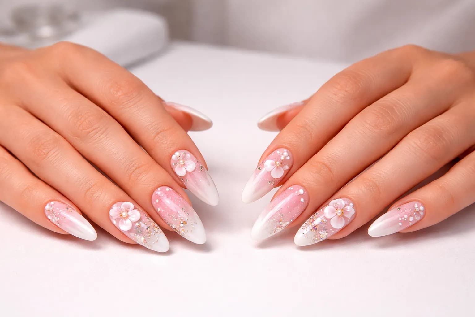 Professional nail fill in progress at Ongles Maily, Carrefour Beauport